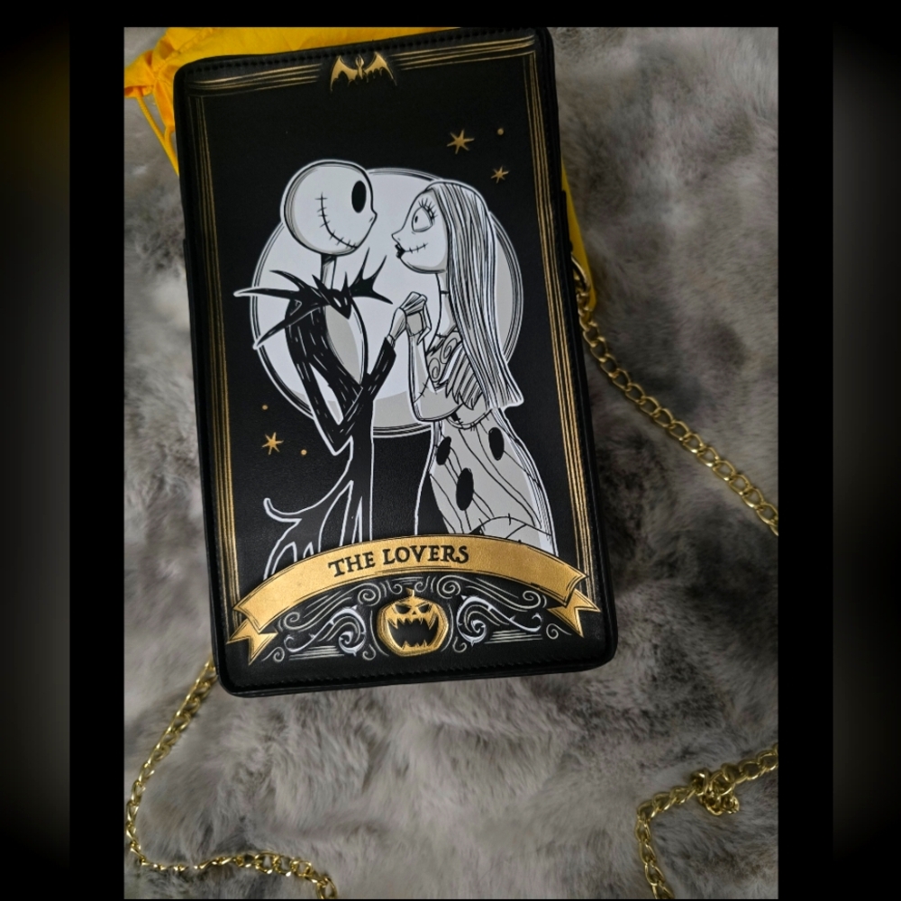 Disney Loungefly Black and Gold Tarot Card Crossbody Bag